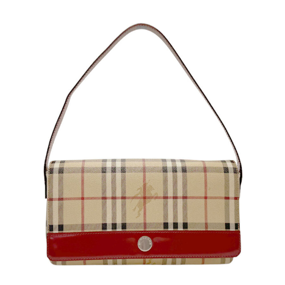 Burberry handbag coated canvas leather Beige Tan red - Picture 1 of 4
